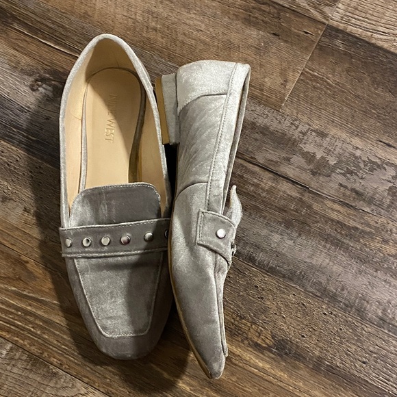 Nine West Metallic Silver Studded Loafers - Picture 2 of 5